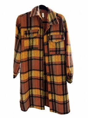 Plaid Shacket Jacket in Rust and Mustard - Grace & Karma